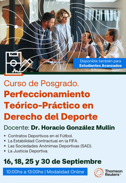 Curso de Posgrado. Perfeccionamiento Teórico-Práctico en Derecho del Deporte