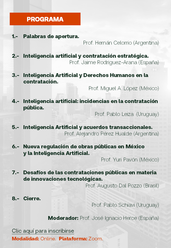 Seminario sin costo. Inteligencia Artificial y Contratación Pública