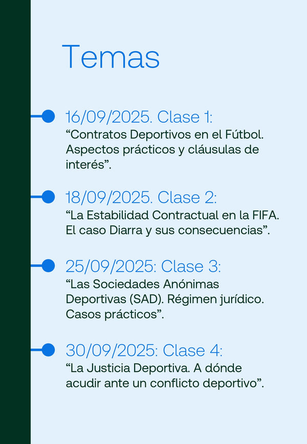 Curso de Posgrado. Perfeccionamiento Teórico-Práctico en Derecho del Deporte
